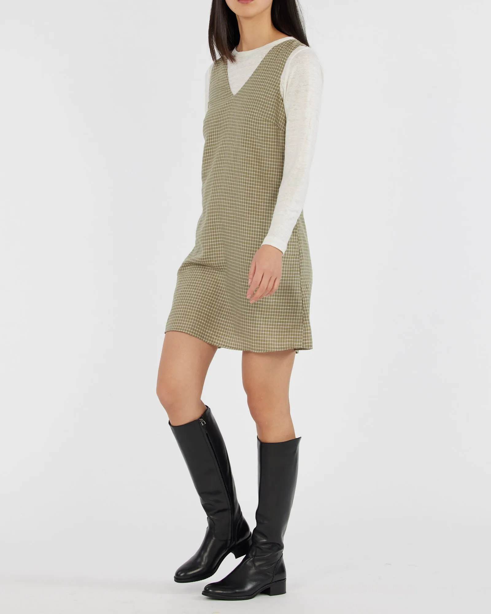 Virtuous Check Swing Dress - Olive