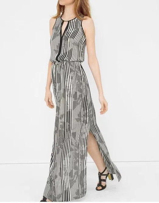 White House Black Market Stripe Split Maxi Dress