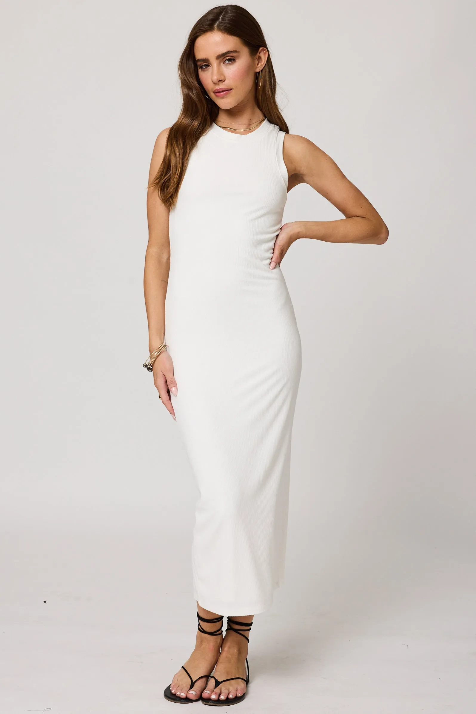 WIDE RIB HIGH NECK MAXI DRESS