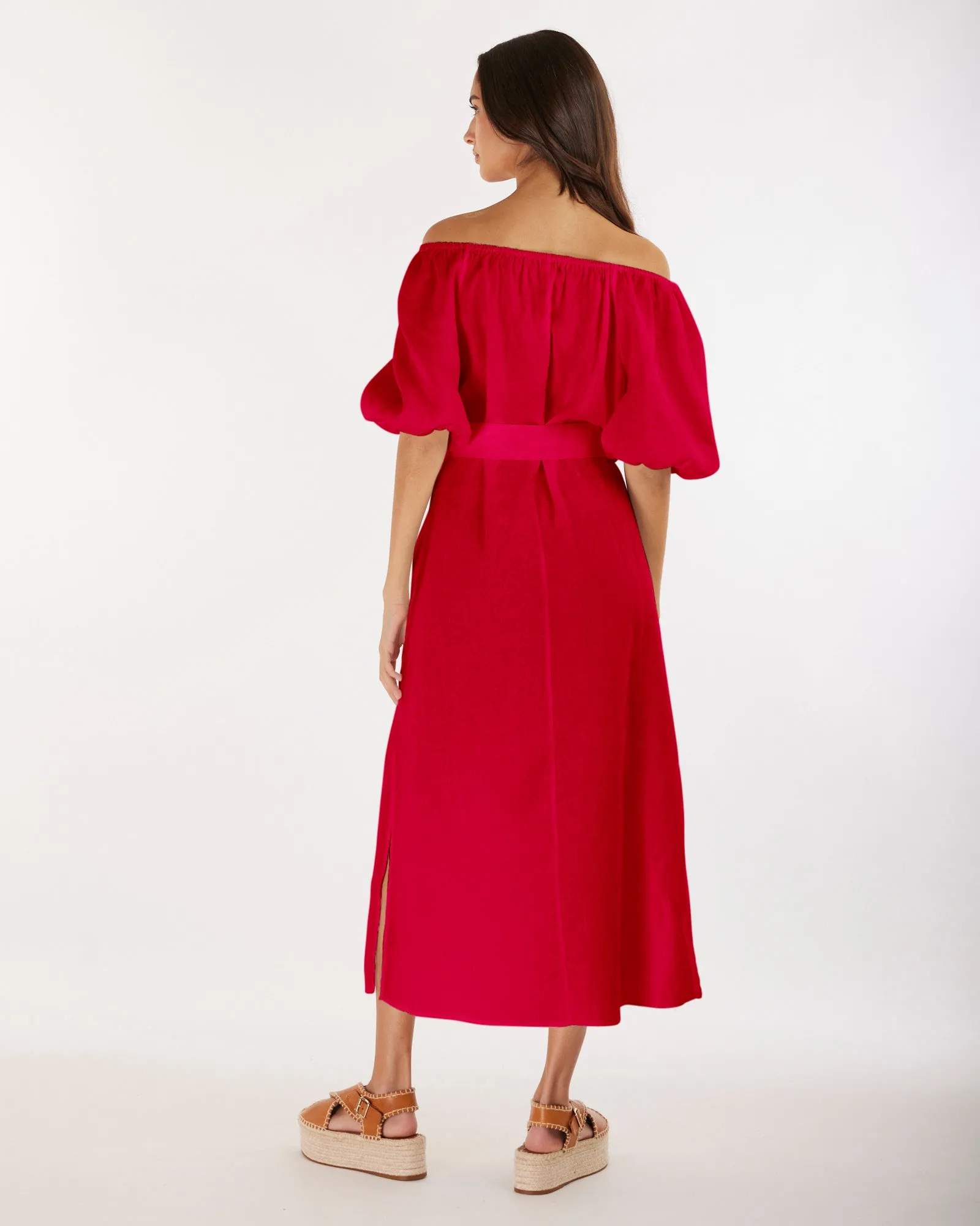 Wren Linen Maxi Dress - Red